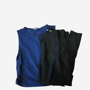 Bundle of Nike running leggings and Victoria's Secret PINK blue sleeveless tank